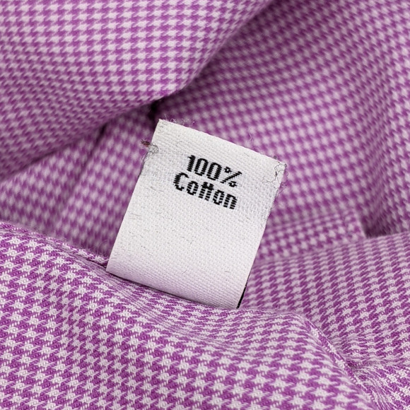 Calvin Klein Sz 15.5 34 35 Purple Micro Houndstooth Button Front Shirt Collared - Picture 7 of 7
